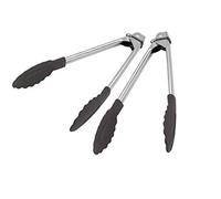 Fackelmann 40376 Lot de 2 mini pinces multifonctions avec embouts en nylon et manche en acier, 18 cm, Soft Collection, (couleur : noir et argent), quantité : 1 pièce 18/10