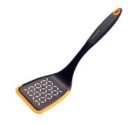 Fackelmann 40399 Pelle à frites perforée en nylon avec bord en silicone, env. 31 x 8,5 cm, Soft Collection, (couleur : noir et orange), quantité : 1 pièce.