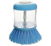 Fackelmann 41576 Brosse à Vaisselle, Brosse avec réservoir pour Liquide Vaisselle, Brosse Vaisselle pour Plats et Assiettes Sales, Plastique, Bleu, 8 x 7 x 5 cm