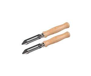 Fackelmann 41944 Lot de 2 Eplucheurs à légumes, Couteaux éplucheur, éplucheurs, Bois, Acier Inoxydable, 15,5 x 1,8 cm