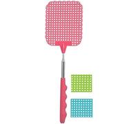 Fackelmann Tapette à mouches 44678 avec manche télescopique, plastique, rose/bleu/vert