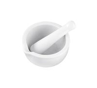 Fackelmann 45442 Mortier et pilon, mortier pilon cuisine, cuisine accessoires, mortiers et pilons, ustensiles de cuisine, Porcelaine, 11,5 x 6,5 cm, Blanc