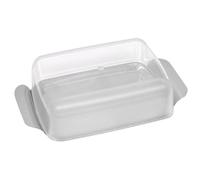 Fackelmann 47355 Beurrier, beurrier avec couvercle, boîte pour beurre, Plastique, Acier inoxydable, Argenté, 17 x 11 cm