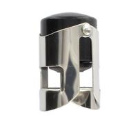 Fackelmann 49552 Bouchon à champagne, bouchon pour bouteille de champagne, bouchon de bouteille, Acier inoxydable, Silicone, 5,5 x 4 cm, Inox, Noir