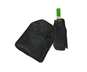 Fackelmann 49576 Étui réfrigérant pour Bouteilles, Pochette réfrigérante pour Bouteilles Sac Extensible pour rafraîchir Les Bouteilles, Nylon, Gel réfrigérant, Noir, 22 x 16 cm