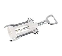 Fackelmann 49786 Tire-bouchon à levier blanc, tire-bouchon blanc, tire-bouchon à levier, décapsuleur, Acier chromé, ABS, Blanc, 16,5 cm