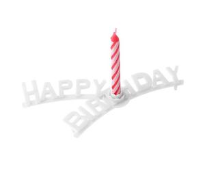 Fackelmann 52510 Lot De 8 Bougies En Spirale Avec 1 Support "Happy Birthday", Bougies D'anniversaire, Bougies Avec Support Gâteau, Multicolore, Cire, Plastique, 8x0,8cm