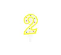 Fackelmann 52578 Bougie chiffre 2, bougie anniversaire, bougie 2 ans, bougie gâteau, Cire, Plastique, 9 x 4,5 cm, Blanc, Bleu