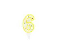 Fackelmann 52582 Bougie chiffre 6, bougie gâteau, bougie anniversaire, bougie 6 ans, bougie d'anniversaire, Paraffine, 8,4 x 4 cm, Blanc, Bleu