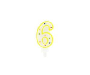 Fackelmann 52582 Bougie chiffre 6, bougie gâteau, bougie anniversaire, bougie 6 ans, bougie d'anniversaire, Paraffine, 8,4 x 4 cm, Blanc, Bleu