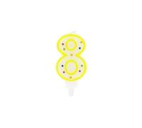 Fackelmann 52584 Bougie 8 ans, bougie d'anniversaire, bougie gâteau, bougie chiffre 8, bougie pour gâteau d'anniversaire, Paraffine, 9 x 4,5 cm