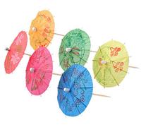 Fackelmann 58617 Lot de 20 Piques Parasol, Piques en Bois, Pique Mini Parasol, Piques à Cocktail, Bois, Papier, Multicolore, 10 cm