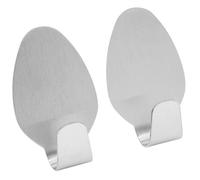 Fackelmann 61216 Lot de 2 crochets muraux adhésifs en inox, crochet inox, crochet mural, crochet pour torchon de cuisine, Acier inoxydable, 3 cm