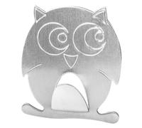 Fackelmann 61271 Crochet mural adhésif en forme de hibou, crochet mural, crochet adhésif, crochet pour torchon de cuisine, Acier inoxydable, 5,5 x 4,7 cm