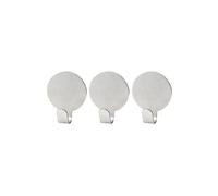 Fackelmann 61340 Lot de 3 crochets adhesifs muraux ronds en inox, crochet adhesif mural, porte serviette salle de bain, crochet salle de bain, Acier inoxydable, 3,3 x 3 x 2,1 cm