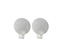 Fackelmann 61341 Lot de 2 crochets adhesifs muraux ronds en inox, crochet adhesif mural, porte serviette salle de bain, crochet salle de bain, Acier inoxydable, 4 x 4,6 x 1,6 cm