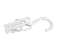 Fackelmann 61404 Lot de 5 crochets pinces, pince à linge, pince à rideau, pince pour corde à linge, Plastique, Blanc, 12 x 4,5 cm