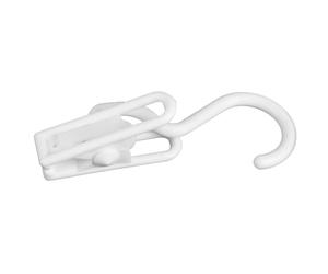 Fackelmann 61404 Lot de 5 crochets pinces, pince à linge, pince à rideau, pince pour corde à linge, Plastique, Blanc, 12 x 4,5 cm