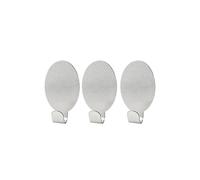 Fackelmann Crochets muraux adhésifs 61441 – Lot de 3, acier inoxydable argent 4,1 x 2,4 x 2 cm