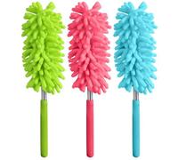 Fackelmann 63853 Plumeau télescopique pour poussière, plumeau poussière, plumeau microfibre, plumeau, Plastique, Acier inoxydable, Microfibre, 27 à 76 cm