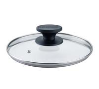 Fackelmann 66040 Couvercle Casserole, Couvercle poele, Couvercle poele 20 cm, Couvercle, Couvercle de Protection, Acier Inoxydable, Verre, Plastique, 20 cm, Transparent, Noir