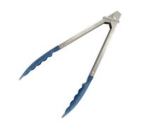Fackelmann Pince de cuisine 670426 – Acier inoxydable & plastique, verrouillage, Bleu 23,5 cm