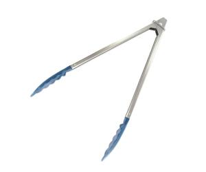 Fackelmann 670439 Pince à servir, pince longue de cuisine, pince pour servir, Acier inoxydable, Plastique, Bleu, 30,4 x 3,9 x 2,6 cm