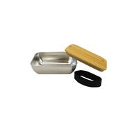 Fackelmann 683332 Lunchbox pour Micro-Ondes en INOX 700ml, Boite Repas pour Le midi, Acier Inoxydable, Couvercle en Bambou, 17x13x5,5cm