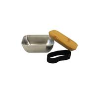 Fackelmann 683333 Lunchbox pour Micro-Ondes en INOX 400ml, Boite Repas pour Le midi, Acier Inoxydable, Couvercle en Bambou, 13x10x5,5cm