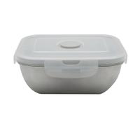 Fackelmann 684083 Boite de Conservation Alimentaire hermétique en INOX Micro-ondable 400ml, Lunchbox avec Valve à Vapeur et Couvercle en Plastique, Plastique, Acier Inoxydable, 13,5x10,5cm