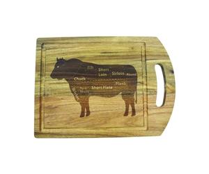 Fackelmann 688536 Grande planche à découper en bois avec dessin de bœuf, planche à découper en bois, planche à découper, Bois, 39 x 28 x 1,8 cm
