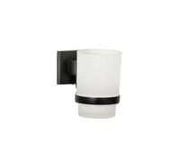 Fackelmann 86723 Porte Brosse à Dents, Rangement Salle de Bain, gobelet Brosse à dent, Accessoires Salle de Bains Design, Zinc, Noir, 7 x 10 x 11 cm