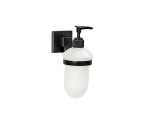 Fackelmann 86725 distributeur de savon, distributeur savon liquide, savon mural,distributeur de savon mural, Zinc, Noir, 5 x 15 x 7 cm