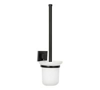 Fackelmann 86726 Brosse de Toilette, Brosse WC, Salle de Bain Accessoire, balayette WC, Zinc, Verre, Noir, 38 x 11 x 15 cm