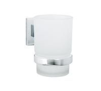 Fackelmann 86753 Porte Brosse à Dents, Rangement Salle de Bain Support Salle de Bain Rangement Brosse à Dents, Zinc, Chromé, Verre, 11 x 10 x 7 cm, Blanc