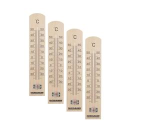 Fackelmann 9307450 Thermomètre en bois, thermomètre mural, thermomètre intérieur, thermomètre extérieur, Bois, 18 cm