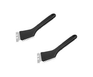 Fackelmann 9319150 Lot de brosses Barbecue et racloir plancha 2 en 1, Acier Inoxydable, Laiton et Plastique, Longueur de 22 cm, Noir