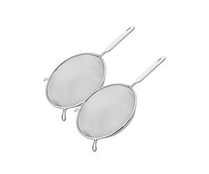 Fackelmann 9321650 Lot de passoires, tamis en inox, chinois en acier inoxydable diamètre 20 cm longueur totale 34 cm, Gris