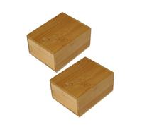 Fackelmann 9335050B Porte Savon 11 x 8,6 x 5,5 cm Bambou Salle de Bain, Lot de 2 boites à Range Voyage