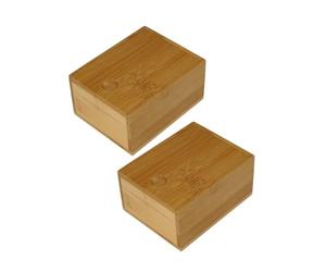 Fackelmann 9335050B Porte Savon 11 x 8,6 x 5,5 cm Bambou Salle de Bain, Lot de 2 boites à Range Voyage
