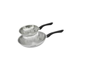 Fackelmann 9441250 Set 2 poêles 20 et 28 cm en inox 18/8, Poêle de cuisson, Poêle tous feux, Poêle induction, Poêle sans PFAS, Acier inoxydable 18/8, 20 et 28 cm
