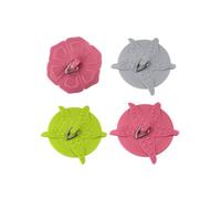 Fackelmann 9900750 Lot de 4 bouchons de lavabos colorés, bouchons pour lavabo, bouchon évier, accessoire lavabo, Plastique, Multicolore, 6 x 2 cm