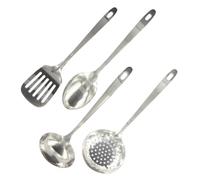 Fackelmann 9908950 Ensemble de 4 ustensiles de cuisine en inox, louche de cuisine, cuillère de service, écumoire, spatule de cuisine, Acier inoxydable, 32,1 x 7,9 x 3 cm, Gris 7