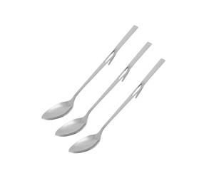 Fackelmann 9909250 Lot de 3 cuillères Longues, cuillère à café, 2 en 1 pour Confiture, à, Acier Inoxydable, 19 cm