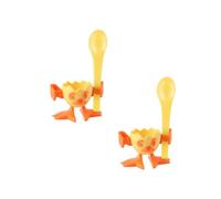 Fackelmann 9909950 Lot de 2 coquetiers, support pour œuf à la coque, coquetier pour œuf coque avec cuillère, Plastique, Jaune, 8 x 5 x 5,5 cm, Coloré