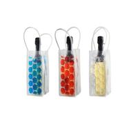 Fackelmann 9911350 Lot de 3 Sacs rafraîchissants pour bouteilles, sac à bouteille, sac à glaçons pour bouteille, PVC, Gel, Rouge, Bleu, Transparent, 37 x 10,5 x 1 cm