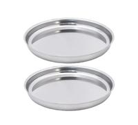 Fackelmann 9922750 Lot de 2 plateaux pour huîtres, plateau pour fruit de mer, plateau de fruits de mer inox, grand plat à huître, Acier inoxydable, 34,7 cm, Gris