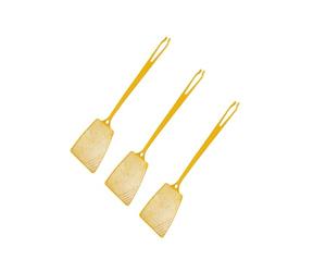 Fackelmann 9940550 Lot de 3 Tapettes à Mouche Colorée, Tapette à Mouches, Tue Mouche avec Pince pour Ramasser Les Insectes, Tapette, Plastique, Rouge, Jaune, Noir, 40 x 10 cm
