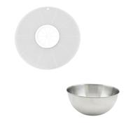 Fackelmann 9941150 Duo Bol à mixer en inox et Couvercle anti projections, Bol à mélanger, Saladier en métal, couvercle anti éclaboussure, Acier inoxydable, Plastique, 25 cm