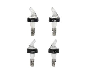 Fackelmann 9942950 Set De 4 Becs Verseurs Doseurs À Alcool À Bille, Doseur Pour Alcool 2 t 4 ec Verseur, Doseur Bouteille, Bec Doseur, Plastique, Inox, Transparent, 10 Cm